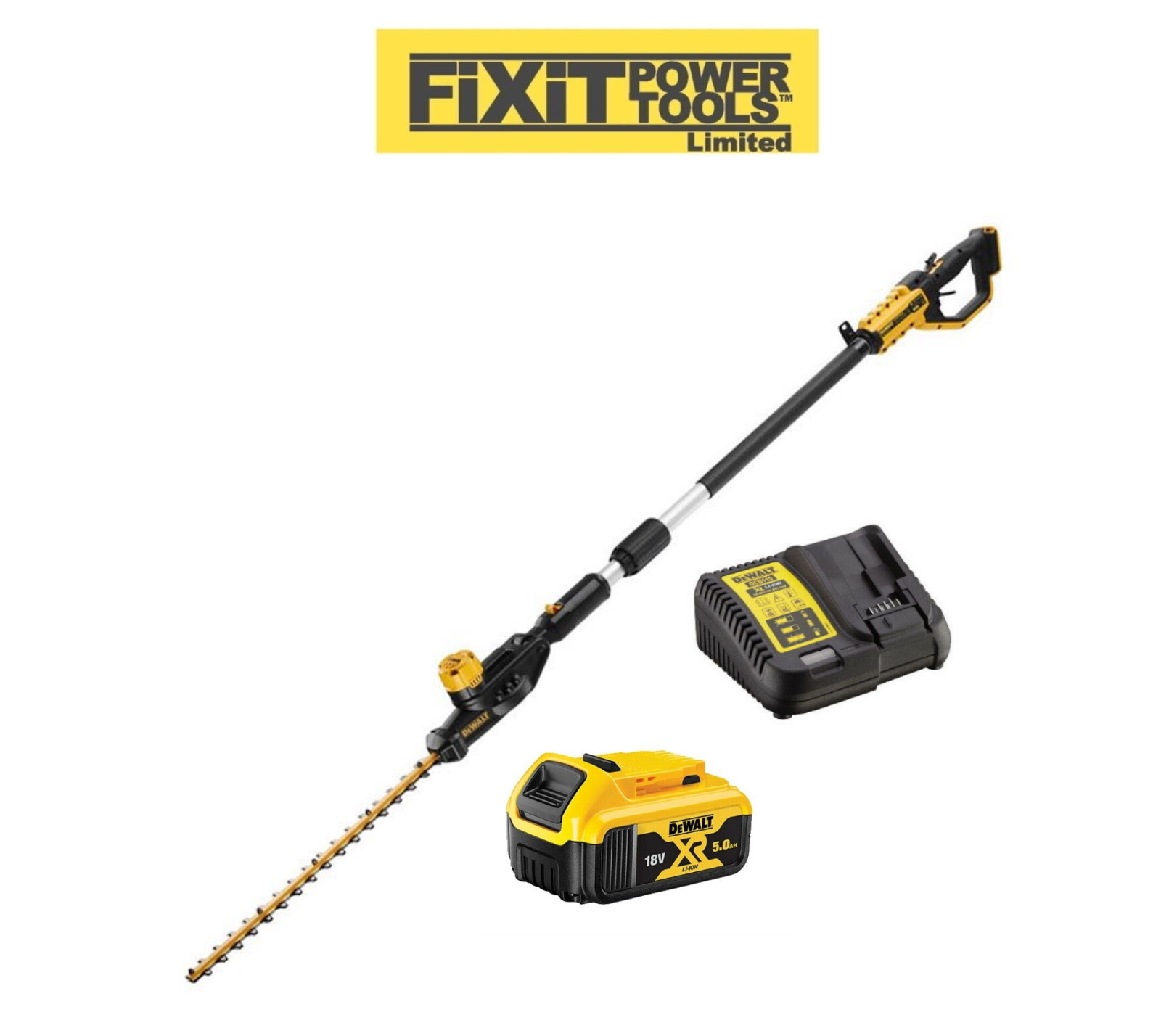 DeWalt DCMPH566P1 18V XR Pole Hedge Trimmer & 5Ah Battery Kit New eBay