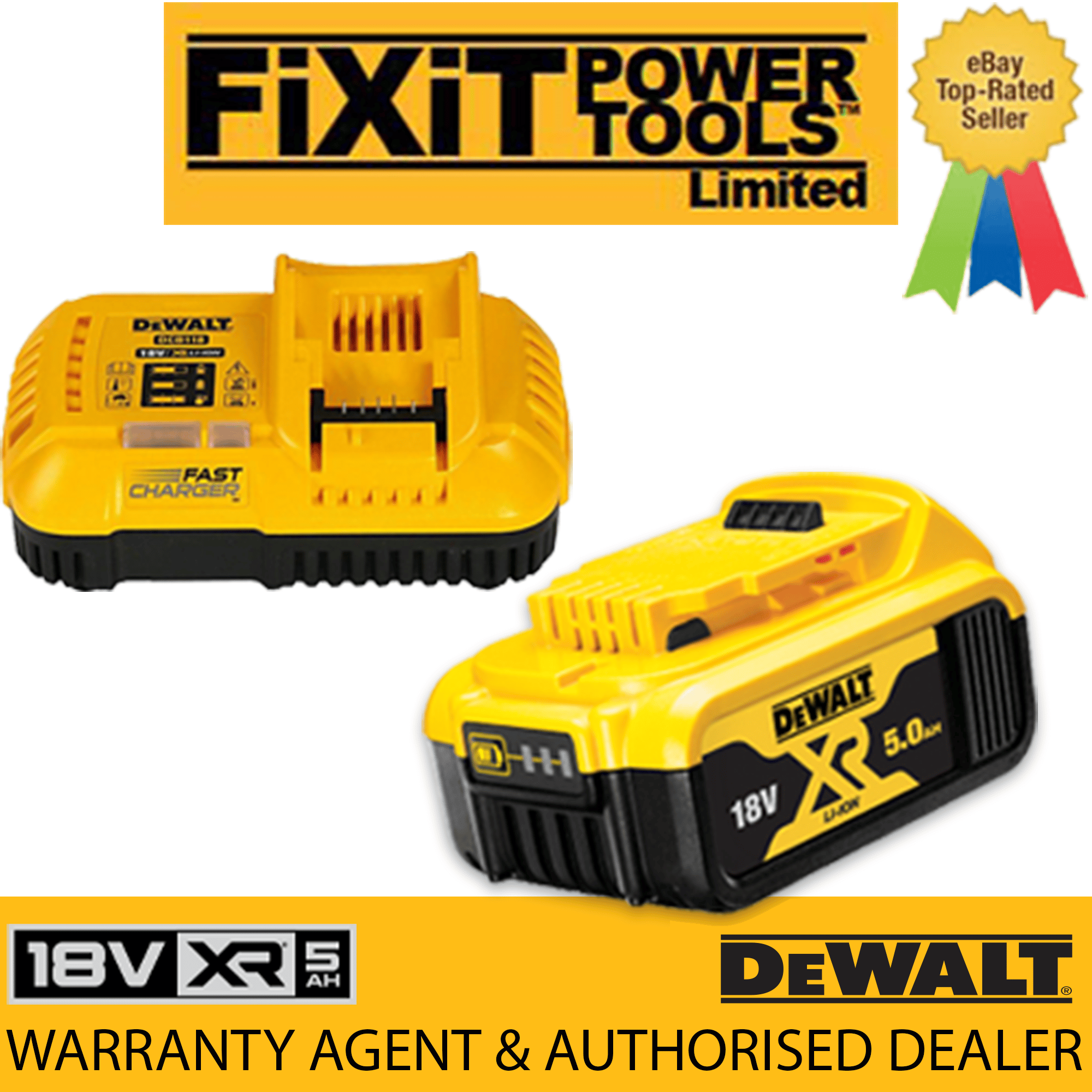 DeWALT Battery \u0026 Charger 1 x 5.0Ah 18v 